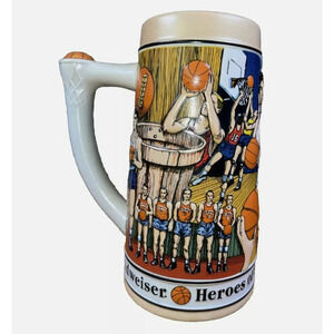 BUDWEISER BASKETBALL SPORTS SERIES NUMBERED STEIN. HEROES OF THE HARDWOOD